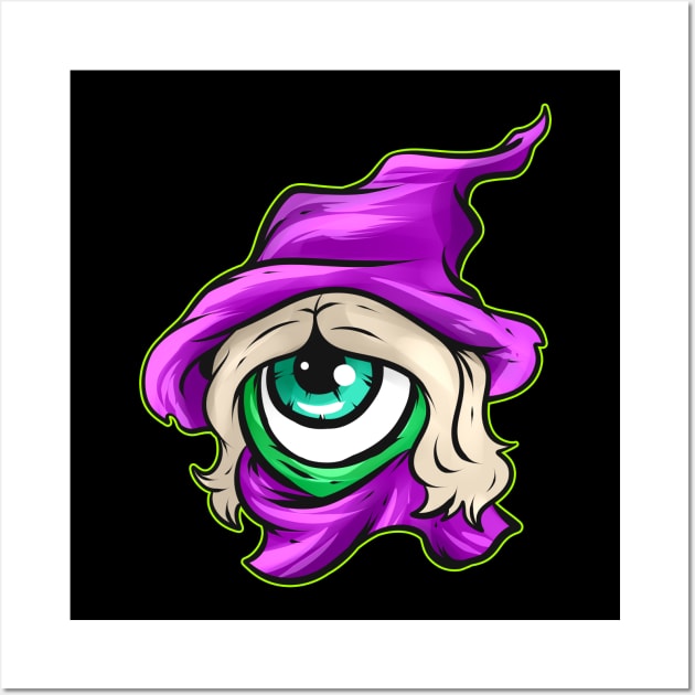 One Eyed Beholder Monster Witch Hat Costume Halloween Wall Art by SinBle